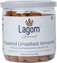 Load image into Gallery viewer, Lagom Roasted Unsalted Almonds | Dry Roasted Badam | Small Batch, Crunchy Texture | No Preservatives | Vegan, Gluten Free, Non-GMO