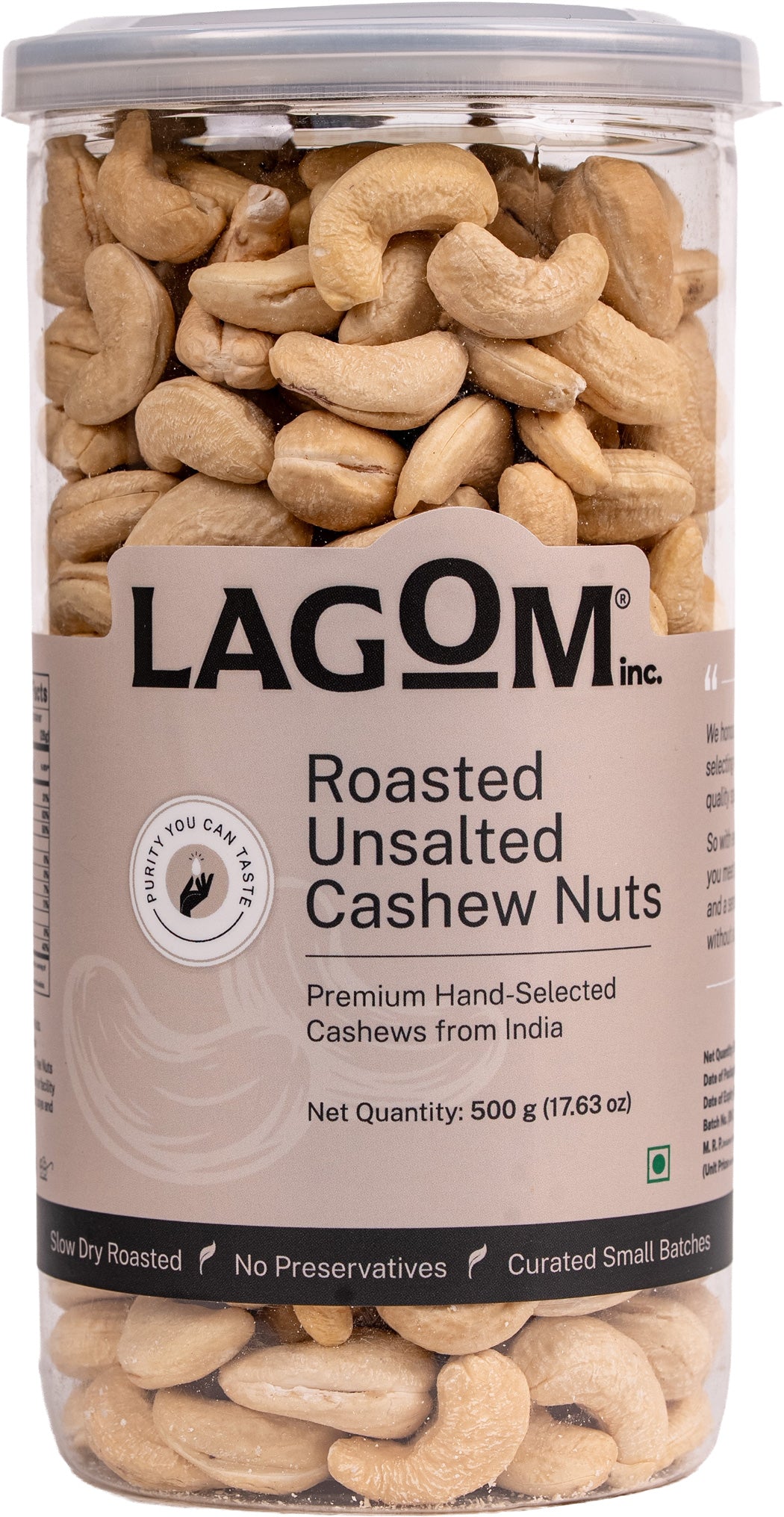 Lagom Roasted Unsalted Cashew Nuts