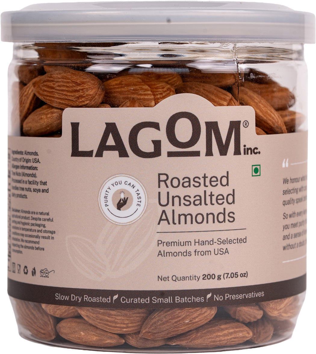 Lagom Roasted Unsalted Almonds