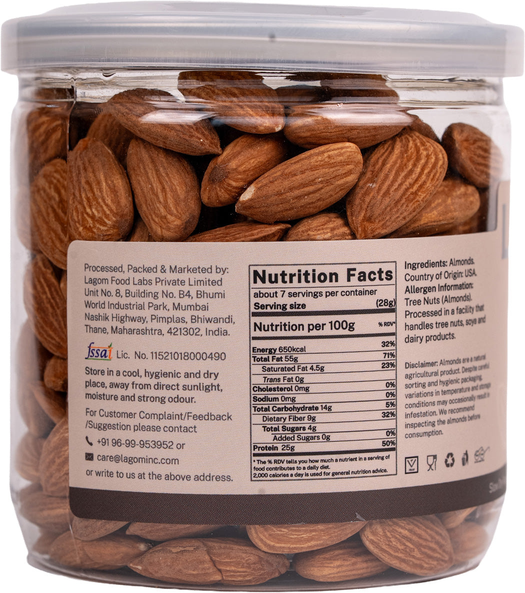 Lagom Roasted Unsalted Almonds