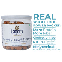Load image into Gallery viewer, Lagom Roasted Unsalted Almonds | Dry Roasted Badam | Small Batch, Crunchy Texture | No Preservatives | Vegan, Gluten Free, Non-GMO
