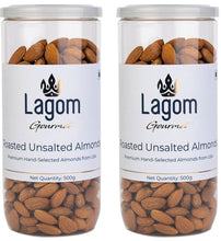 Load image into Gallery viewer, Lagom Roasted Unsalted Almonds | Dry Roasted Badam | Small Batch, Crunchy Texture | No Preservatives | Vegan, Gluten Free, Non-GMO
